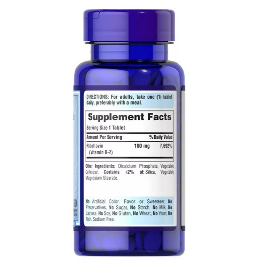 B2 vitamin - Riboflavin, 100 mg, 100 kapszula - Puritans Pride