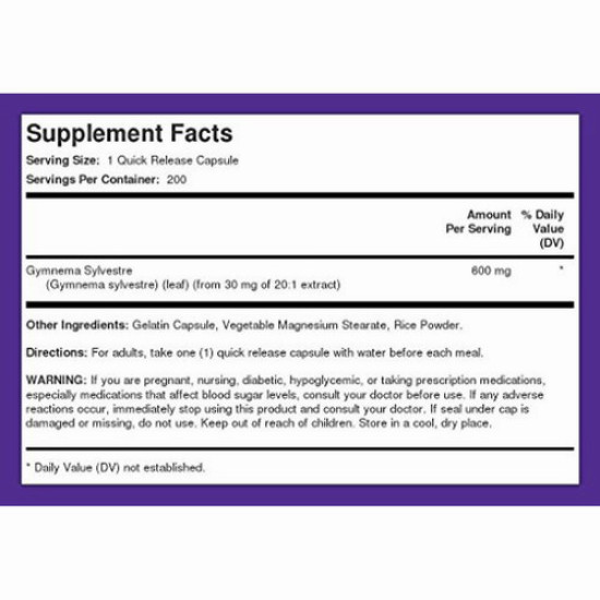 Gymnema Sylvestre 600 mg, 200db kapszula - Piping Rock